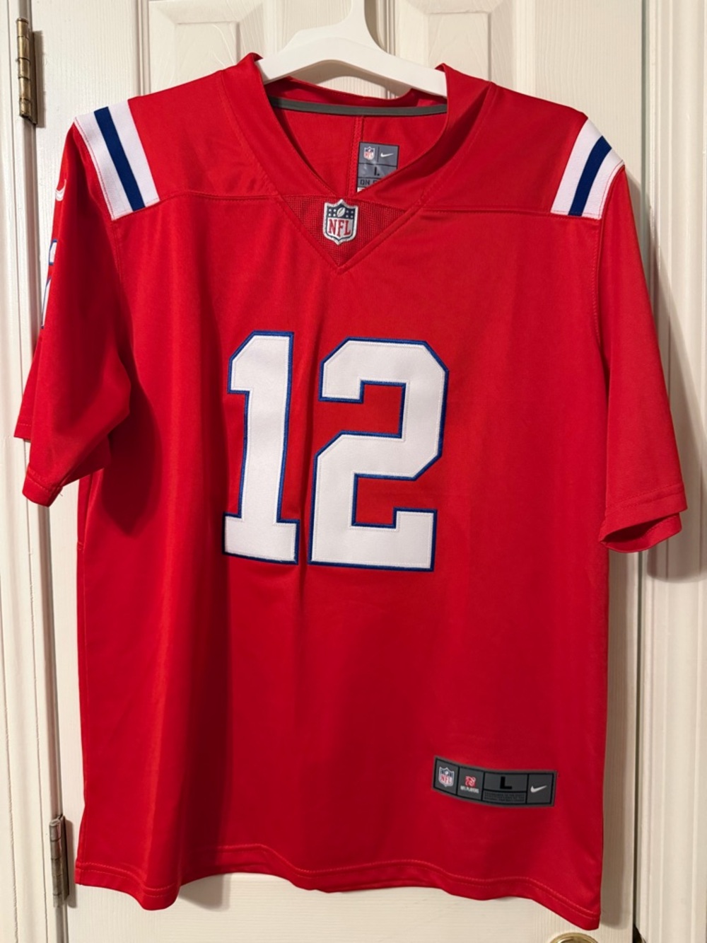 NFL Red Jersey with White and Blue Accents #12